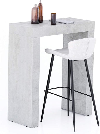 Mobili Fiver Evolution Tall Kitchen Bar Table Made in Italy | Space Saving, Counter Height Table for 1 | Modern Breakfast Bar Counter Top w/Cable Holder | Concrete Grey Effect | 35,4" x 15,7" in