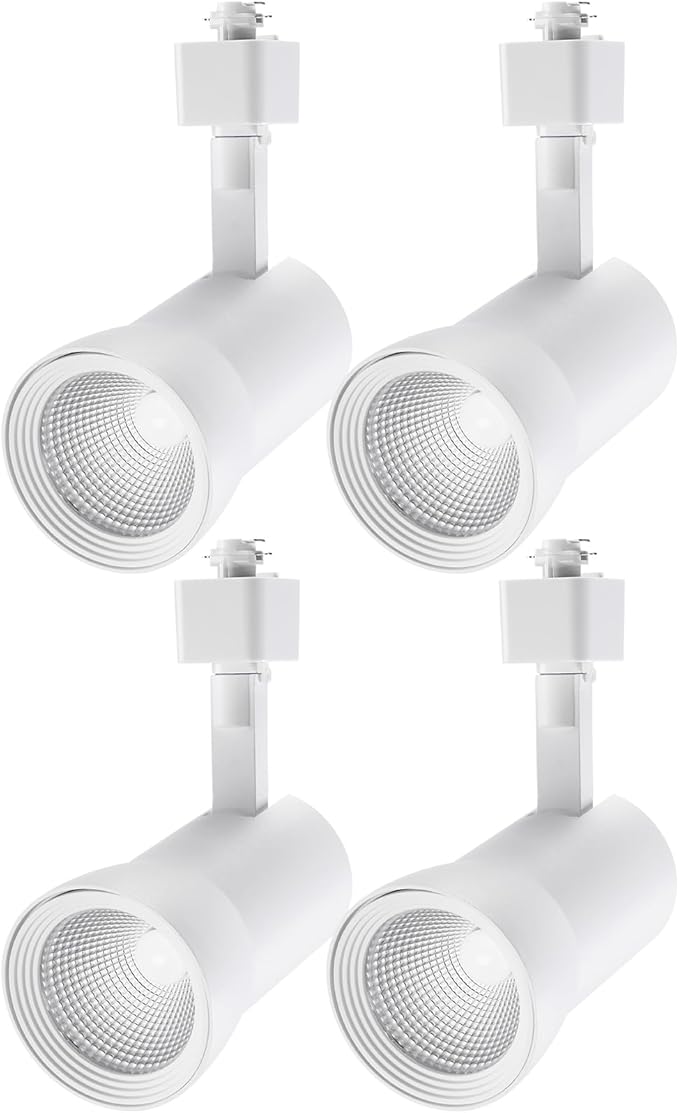 LEONLITE LED Track Lighting Heads 10W Dimmable, 700LM CRI90, Single Circuit H Track Lighting Heads for Accent Retail Kitchen Artwork, Aluminum, ETL & ES Listed, 4000K Cool White, White, Pack of 4