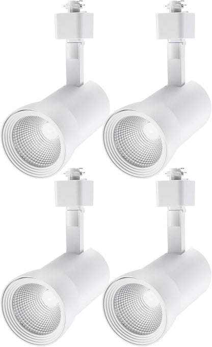 LEONLITE LED Track Lighting Heads 10W Dimmable, 700LM CRI90, Single Circuit H Track Lighting Heads for Accent Retail Kitchen Artwork, Aluminum, ETL & ES Listed, 4000K Cool White, White, Pack of 4