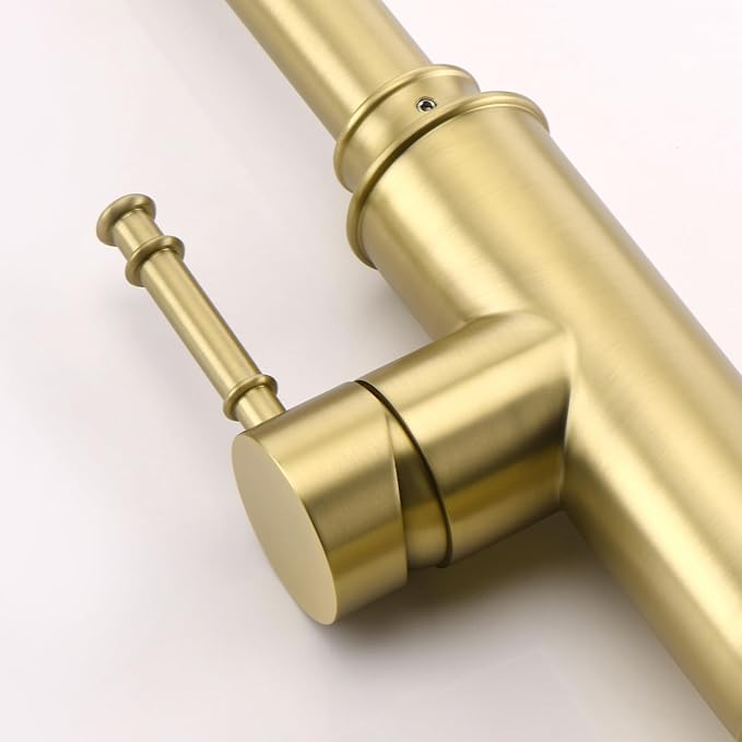 SUMERAIN Kitchen Faucet with Pull Out Sprayer Brushed Gold Single Handle High Arc Pull Down Kitchen Sink Faucet Stainless Steel