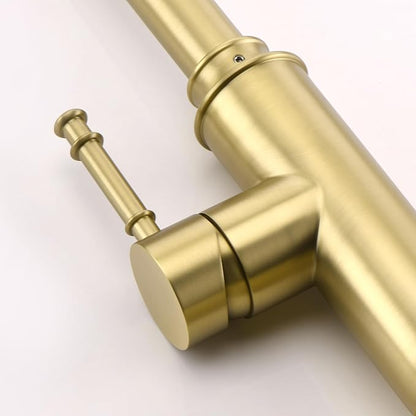 SUMERAIN Kitchen Faucet with Pull Out Sprayer Brushed Gold Single Handle High Arc Pull Down Kitchen Sink Faucet Stainless Steel