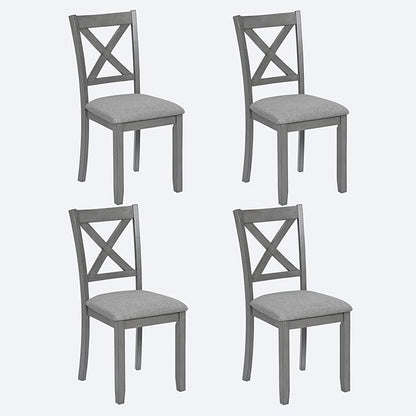 Ball & Cast Wood Frame Dining Chairs Set of 4, Modern Linen Upholstered Kitchen-Chairs with Padded Seat, 330lb Heavy Duty X-Backrest Side Chair for Dining Living Room, Easy Assembly, Gray