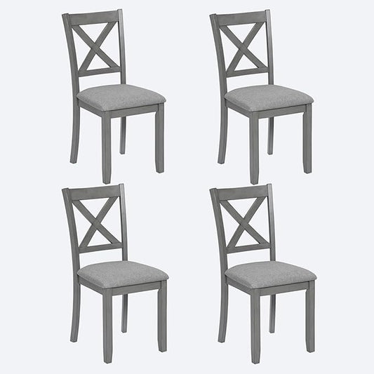 Ball & Cast Wood Frame Dining Chairs Set of 4, Modern Linen Upholstered Kitchen-Chairs with Padded Seat, 330lb Heavy Duty X-Backrest Side Chair for Dining Living Room, Easy Assembly, Gray