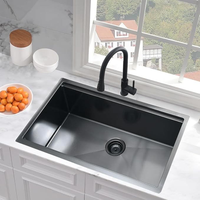 30 Inch Black Undermount Kitchen Sink Workstation-Wesliv 30x19 Undermount Kitchen Sink 16 Gauge Ledge Workstation Sink Single Bowl Deep Kitchen Sink with Cutting Board