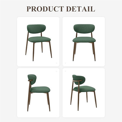 MALOL Upholstered Dining Room Chairs Set of 2, Kitchen Chairs with Metal Legs and Anti Slip Pads, Curved Back Dining Chair for Home and Restaurant Use, Green