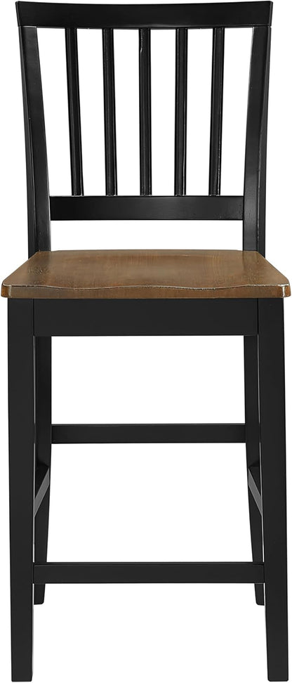 Steve Silver Furniture Joplin Counter Chairs, Set of 2 Chairs, 24-Inch Seat Height, SCooped Seats, Asian Hardwoods, Dining Room, Kitchen Island, Farmhouse Design, 20"L x 17"W x 39.5"H, Black, Brown