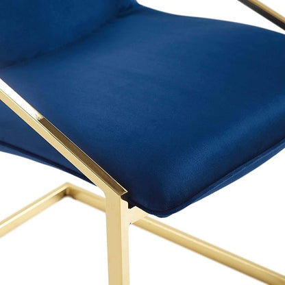 Modway Pitch Performance Velvet Dining Armchair, Gold Navy 21.5 x 19.5 x 35.5