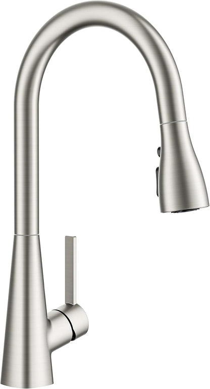 FORIOUS Kitchen Faucet with Pull Down Sprayer, Brushed Nickel, Classic High Arc Stainless Steel Faucet for Kitchen Sink, Single Handle for 1 or 3 Hole Decks for RV Bar Farmhouse Laundry Camper