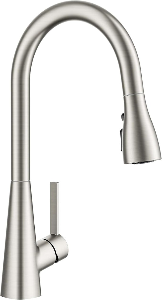 FORIOUS Kitchen Faucet with Pull Down Sprayer, Brushed Nickel, Classic High Arc Stainless Steel Faucet for Kitchen Sink, Single Handle for 1 or 3 Hole Decks for RV Bar Farmhouse Laundry Camper