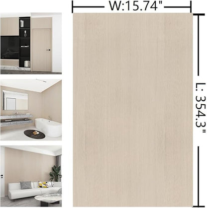 Boobest 15.74"x354.3" Beige Wood Wallpaper Peel and Stick Faux Wood Contact Paper Self Adhesive Waterproof Wood Grain Vinyl Wall Paper Sticker for Table Furniture Laminate Countertop Sheets Classroom