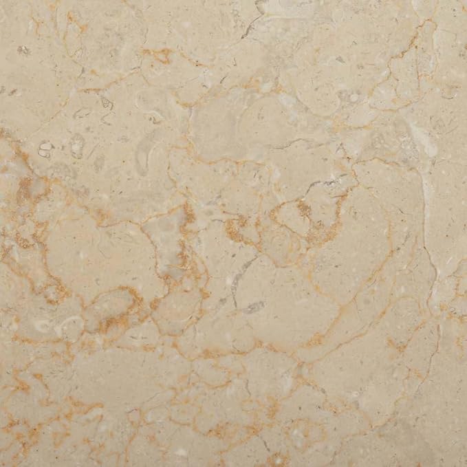 Cream Marble Table Top 19.7" Round Polished Natural Stone Surface, Easy Clean Heat Resistant Coffee or Dining Slab for Kitchen, Living Room and Patio