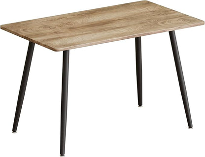 BROVAVE 47" Sturdy MDF Dining Table, Island Table with Metal Legs, Rustic Dining Tables with Non-Slip Pads for Kitchen, Wood