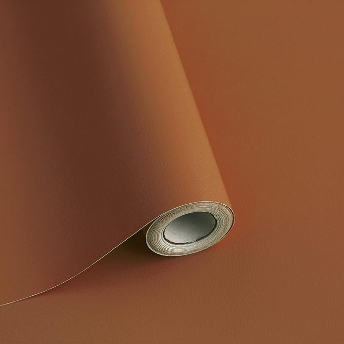 Safiyya Peel and Stick Wallpaper Dark Orange Contact Paper 118"x17.7" Solid Color Self Adhesive Removable Wallpaper for Barthroom Vinyl Rolls
