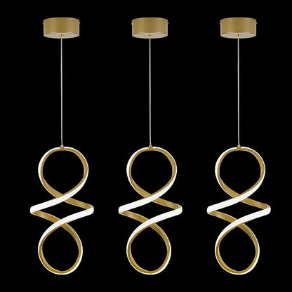 MAYNA Spiral Kitchen Island Pendant Lights, 4000K Modern Led Chandelier Light Fixture, 18W Adjustable Hanging Light Fixtures for Kitchen Island Dinning Room, 3 Pack (Gold)