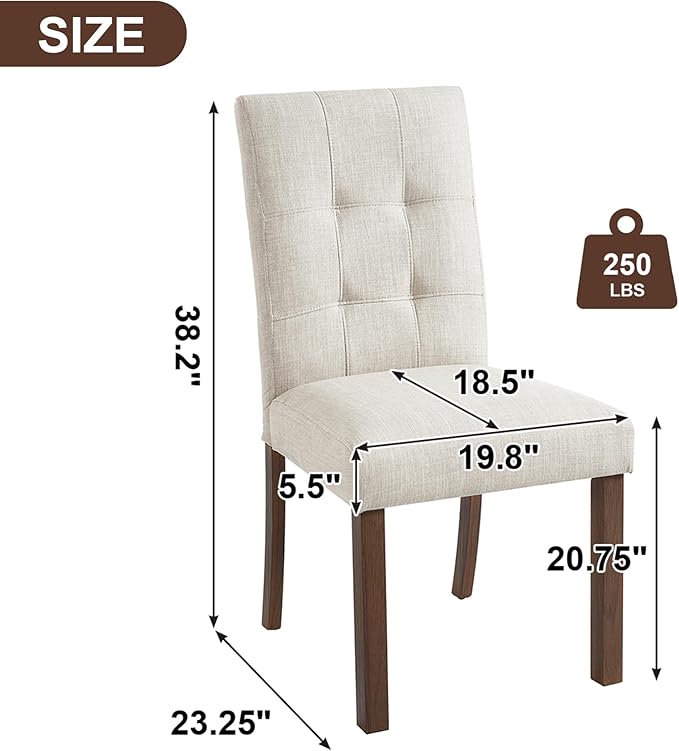 Merax Dining Chair Set of 4, Upholstered Chairs with Back and Wood Legs, Mid-Century Modern Accent Chairs for Kitchen Island Dining Room