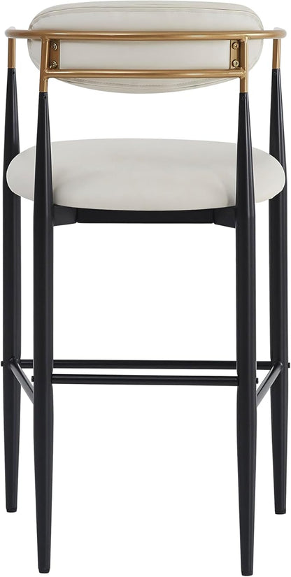 Gecheer Bar Stools Set of 2, 29.75" Height for Kitchen Island, Beige PU Leather Seat with Black Iron Frame, 260 lbs Capacity Multiple Family Members can use it for Daily Dining YHS-N779P248198P