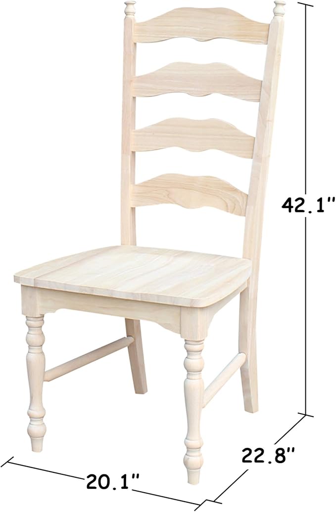 International Concepts Maine Ladderback Chairs, Solid Parawood, Unfinished (Set of 2)