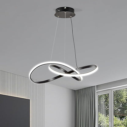 Viruhaka Modern LED Pendant Light Fixture，Black Contemporary Ceiling Hanging Fixture with Irregular Ring Lights for Dining Living Room Bedroom Kitchen Island Cafe（4000K，Neutral Light ）