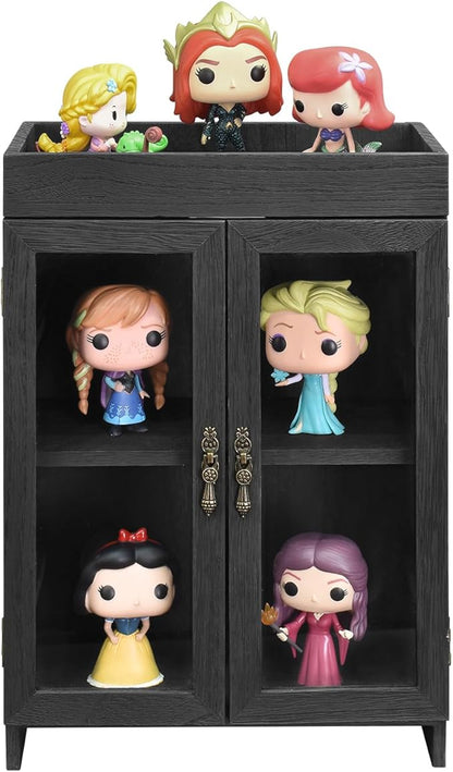 Ikee Design Small Wooden Countertop Storage Cabinet with Adjustable Shelves and Removable Hooks, Perfect for Perfume, Pantry, Essential Oil, 10.4W x 6.1D x 14.4H in, Black