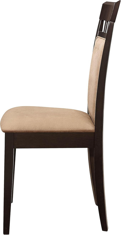 Coaster Home Furnishings - Gabriel - Wood & Fabric - Armless Dining Chairs with Geometric Wooden Back - Home Kitchen & Dining Room - Set of 2 - Cappuccino - 100773