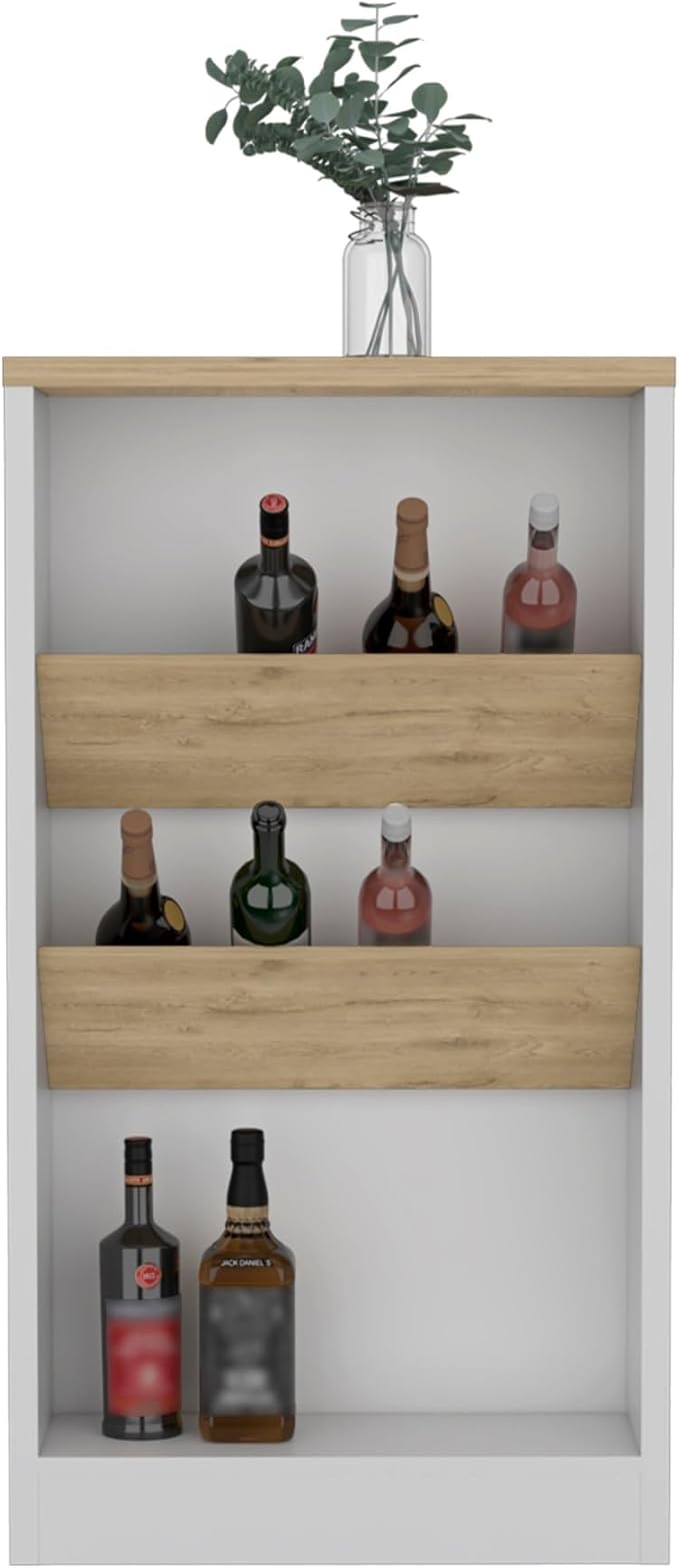 Kitchen Island 41" H with 2 Bottle Organizers and Shelves Elegant Style Side Table for Wine Collection Practical