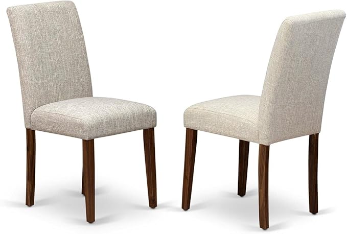 East West Furniture ABPNT35 Abbott Classic Parson Chairs - Doeskin Linen Fabric Padded Dining Chairs, Set of 2, Natural