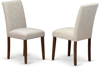 East West Furniture ABPNT35 Abbott Classic Parson Chairs - Doeskin Linen Fabric Padded Dining Chairs, Set of 2, Natural