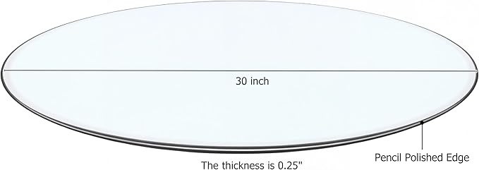 30" Tempered Glass Table Top Round Transparent Table Surface 1/4'' Thick Pencil Polished Edge Multipurpose for Dining, Coffee, Restaurant and End Table (30 inch)