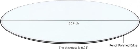 30" Tempered Glass Table Top Round Transparent Table Surface 1/4'' Thick Pencil Polished Edge Multipurpose for Dining, Coffee, Restaurant and End Table (30 inch)