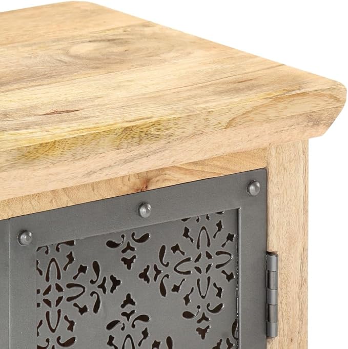 Rustic Sideboard Buffet Cabinet Black Solid Mango Wood 13.8x23.6x29.5in Coffee Bar Kitchen Storage Table with Two Doors for Living Room Hallway Bedroom