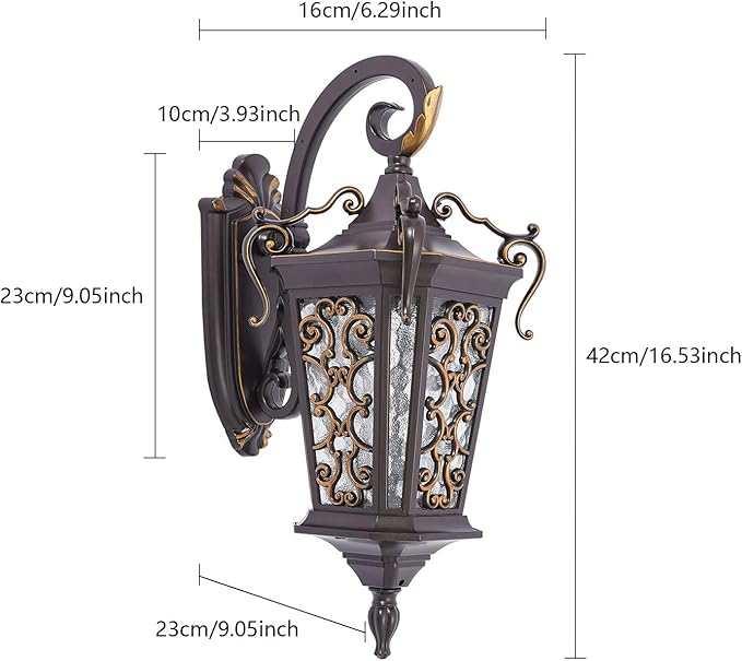 Outdoor Wall Light Fixtures, IP55 Waterproof Outside Wall Lantern Retro Exterior Wall Sconces Vintage Wall-Mounted Lights for Garage House Porch Doorway, E26 w/o Bulb