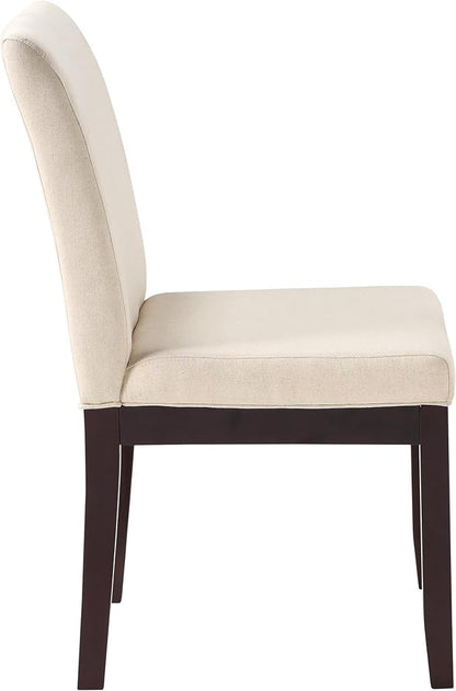 OSP Home Furnishings Dakota Upholstered Parsons Dining Chair with Espresso Finish Wood Legs, Linen