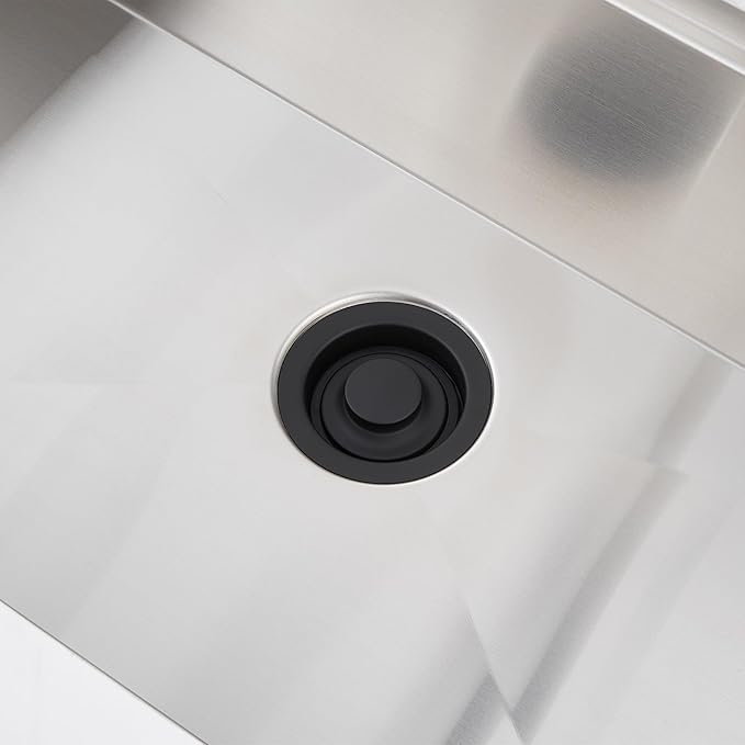 Luxier GD02-M Kitchen Sink Garbage Disposal Flange and Stopper in Matte Black