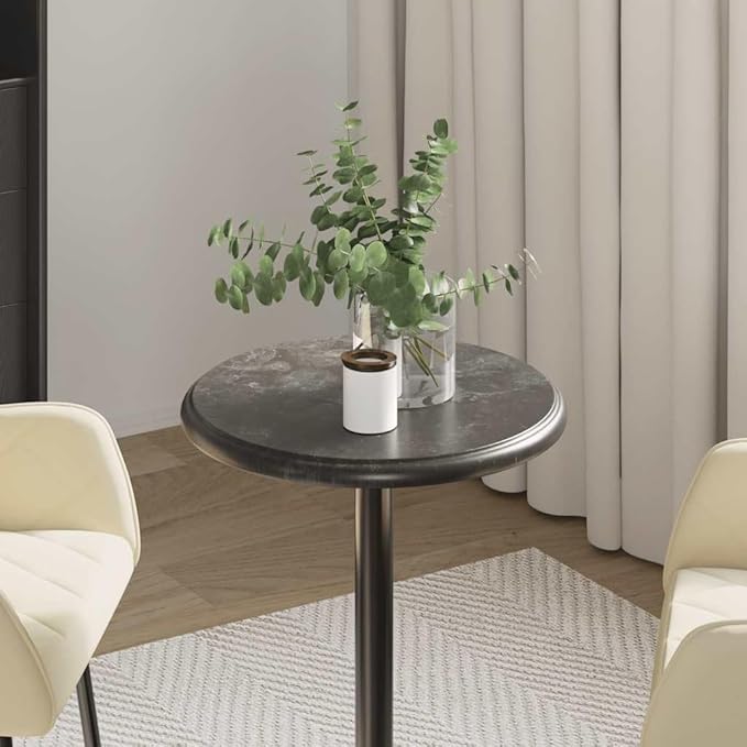 15.7in Black Marble Round Table Top 1in Thick Solid Surface Contemporary Dining or Coffee Desk for Living Room Patio and Small Spaces