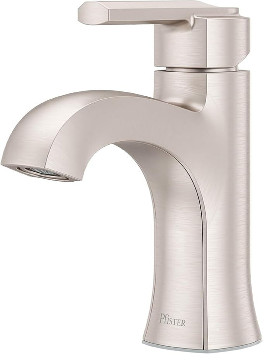 Pfister Vaneri Bathroom Sink Faucet, Single Control, 1-Handle, Single Hole, NSF Certified, Spot Defense Brushed Nickel Finish, LF042VRIGS