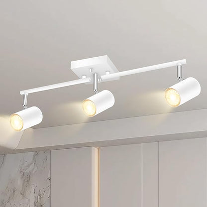 BoostArea Track Lighting Fixtures Ceiling, 3 Way Track Lighting Kit, LED Track Lighting with Rotatable Light Heads, Modern Ceiling Spot Lighting for Kitchen/Bedroom/Living Room, GU10 Bulb Not Included
