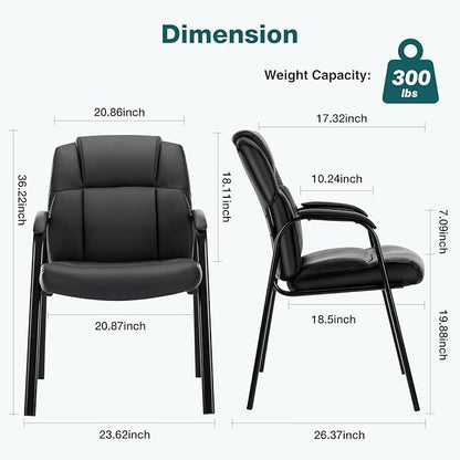 OLIXIS Waiting Room Chair Set of 6, Leather Office Desk Reception Guest Stationary Side Chairs with Padded Arms for Home Conference Lobby Area Meeting Church Medical Clinic Elderly Student