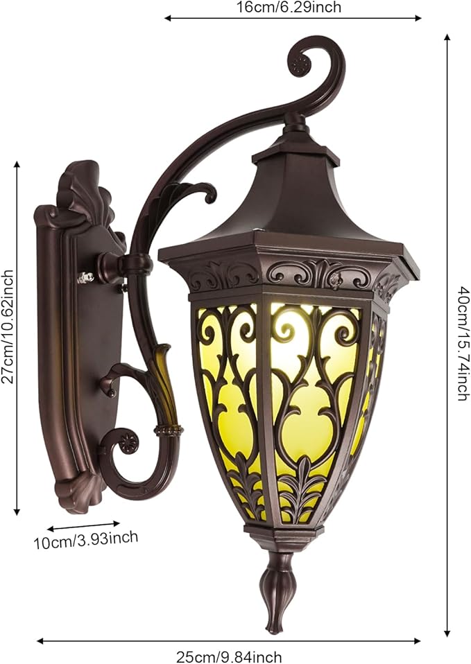 Outdoor Wall Light Fixtures, IP55 Waterproof Outside Wall Lantern Retro Exterior Wall Sconces Vintage Wall-Mounted Lights for Garage House Porch Doorway, E26 w/o Bulb