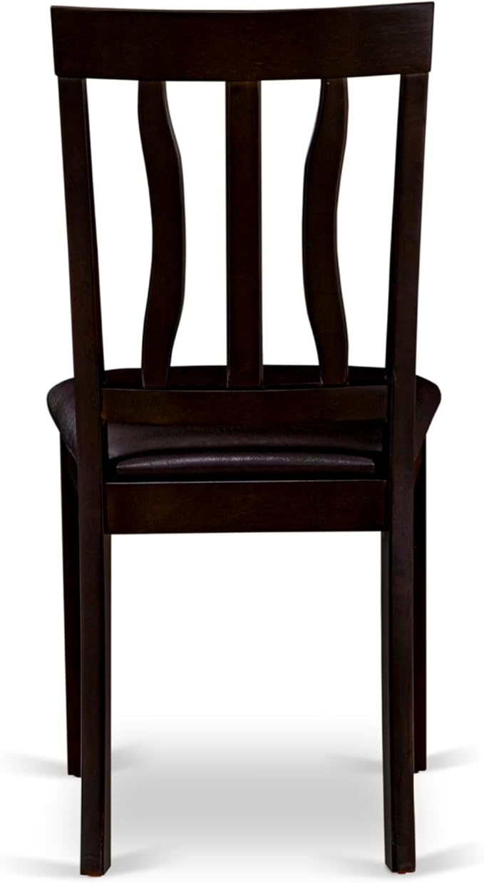 East West Furniture ANTI3-CAP-LC 3 Piece Kitchen Table & Chairs Set Contains a Round Dining Room Table with Pedestal and 2 Faux Leather Dining Room Chairs, 36x36 Inch, Cappuccino
