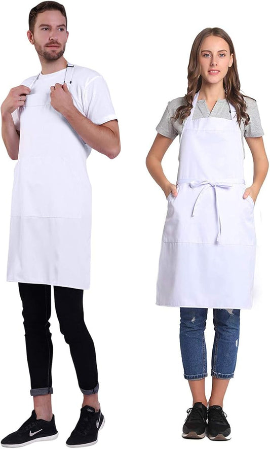 BIGHAS Adjustable Bib Apron with Long Ties for Women Men 18 Colors Chef Kitchen Cooking