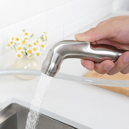 Friho Kitchen Faucet with Side Sprayer, Brushed Nickel Stainless Steel Kitchen Faucets with Supply Line, 3 or 4 Hole 2 Handle Kitchen Sink Faucet for RV Laundry Utility Bar