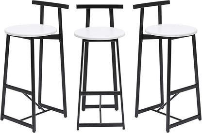 Kitchen Island Bar Chairs Set of 3 Metal Counter Barstools with Backrest for Dining Pub Room