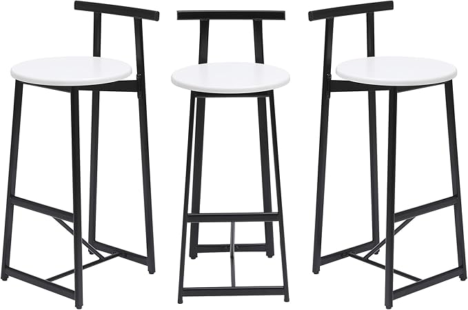 Kitchen Island Bar Chairs Set of 3 Metal Counter Barstools with Backrest for Dining Pub Room,for Living Room