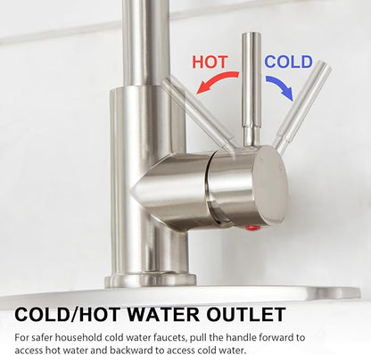 VAPSINT Kitchen Faucet, Brushed Nickel Kitchen Faucet with Pull Down Sprayer, High Arc Single Handle Commercial Stainless Steel Kitchen Sink Faucet 1 or 3 Hole for Farmhouse, RV, Laundry & Bar