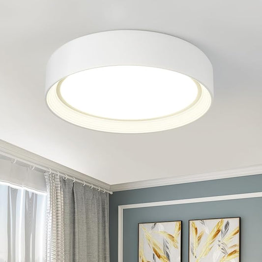 Dimmable Led Flush Mount Ceiling Light,15.75 Inch/36W/ 5CCT 3000K-6000K,Modern White Close to Ceiling Lighting Fixtures,Round Metal Ceiling Lamp for Bedroom,Living Room,Laundry Room