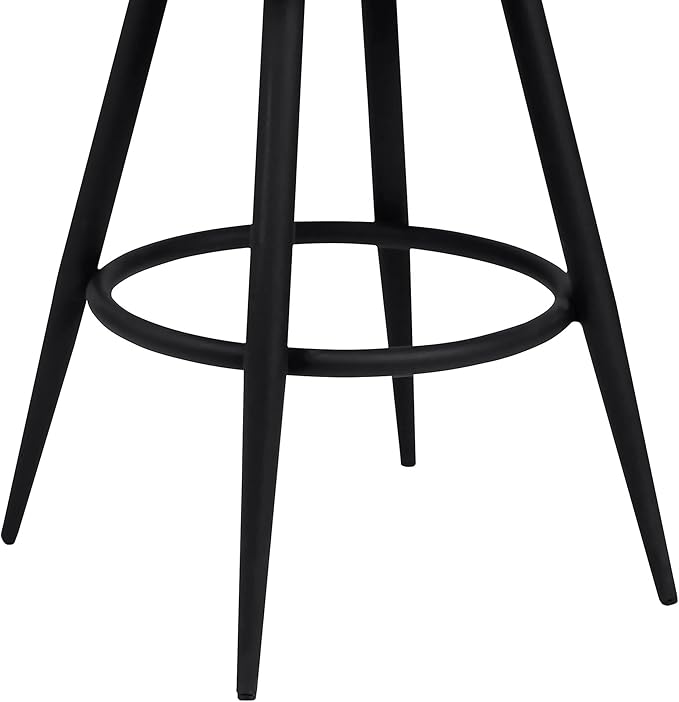Armen Living Justin Modern Farmhouse 26" Seat Height Swivel Vintage Gray Faux Leather Bar Stool with Black Metal Legs for Kitchen Island Counter, Set of 2
