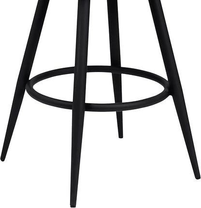 Armen Living Justin Modern Farmhouse 26" Seat Height Swivel Vintage Gray Faux Leather Bar Stool with Black Metal Legs for Kitchen Island Counter, Set of 2