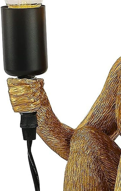 Vintage Monkey Table Lamp, 13.3 x 12.5 Inch Retro Resin Monkey Tabletop Light E26 Desk Lamp for Dining Living Room Bedroom Bar Cafe (Gold - Table Lamp)