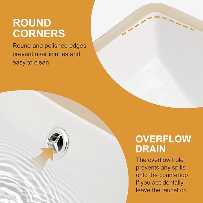 Mocoloo Undermount Bathroom Sinks 21 x 15 Inch Rectangle White Porcelain Ceramic Bathroom Sink 8 Inch Deep Basin with Overflow Small Lavatory Vanity Top Sink Under Counter