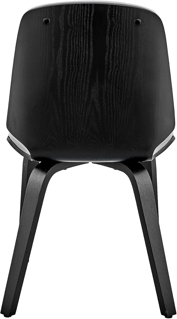 Armen Living Brinley Mid Century Modern Gray Faux Leather and Black Wood Dining Room Accent Side Chair for Kitchen Table Desk Vanity